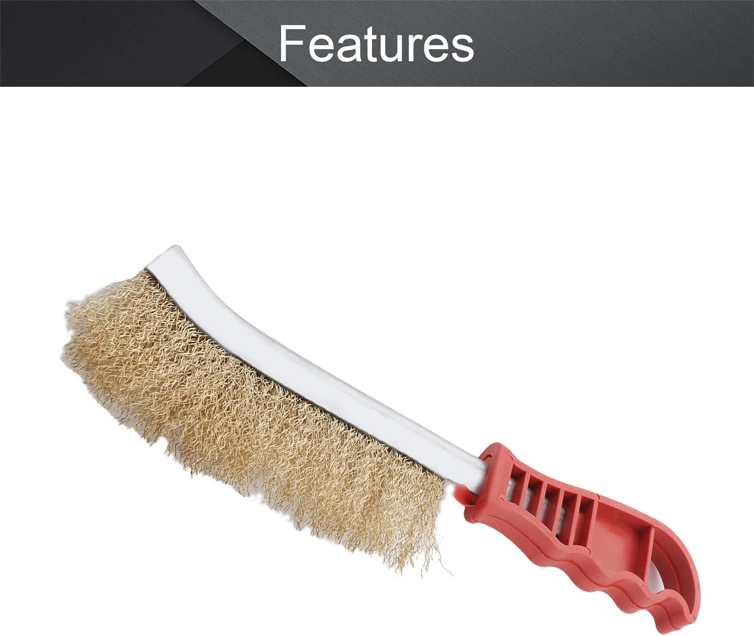 Utoolmart Nonslip Handle Grinding Polishing Crimped Brass Wire Brush 23cm Length 1Pcs