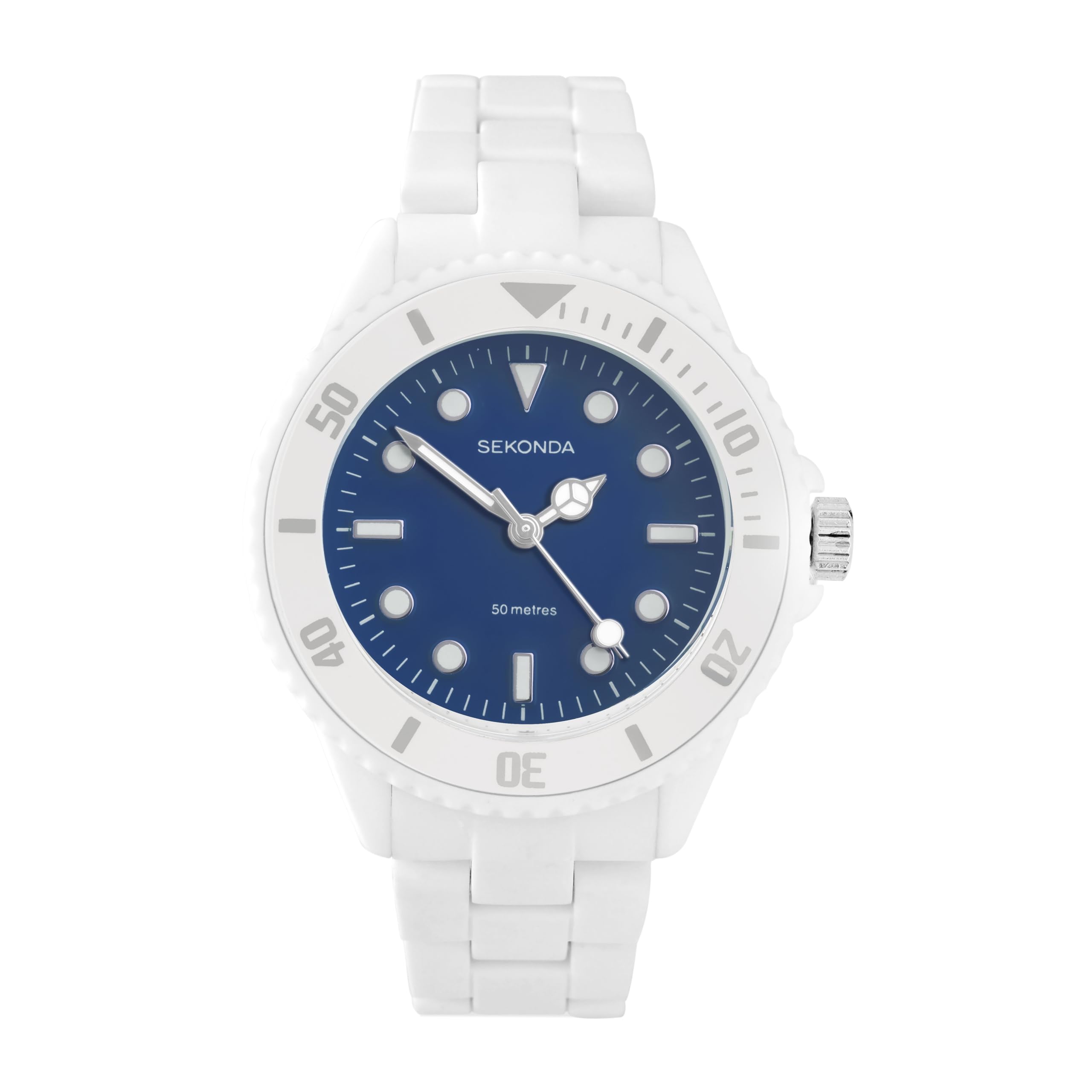 SekondaMarina Ladies 36mm White Analogue Quartz Watch with White Rubber Strap