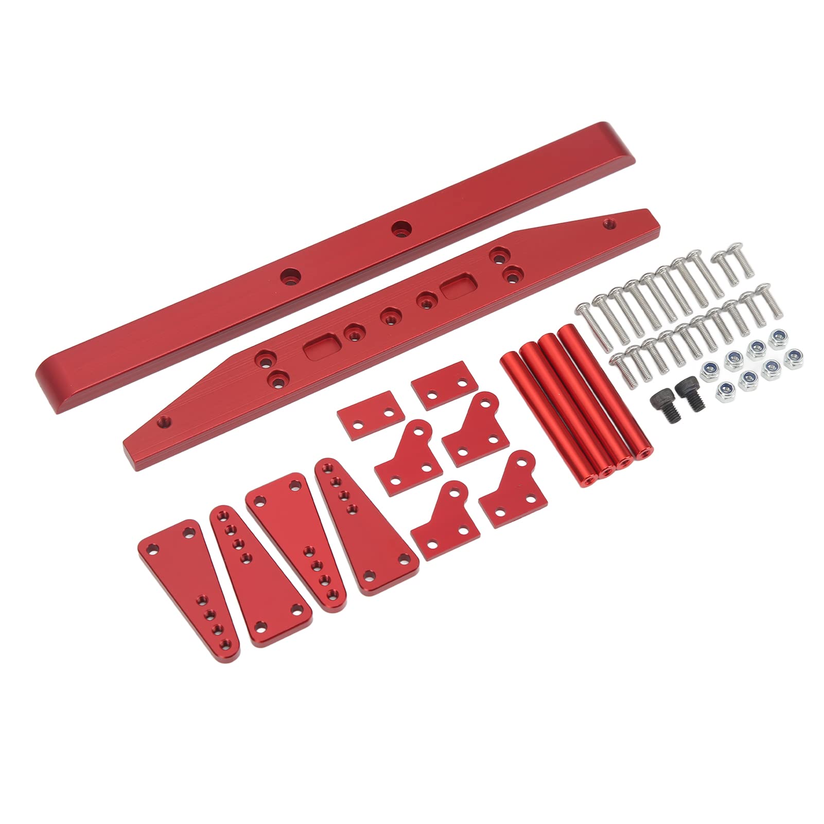 Keenso Zestaw Ramek Podwozia Samochodu RC Część ulepszeń Gąsienicy RC ze Stopu Aluminium 42 X 8,5 X 3 Cm z Zestawem Zderzaków z anodowaną powierzchnią do SCX10 D90 1 10 do Użytku Terenowego (czerwony)