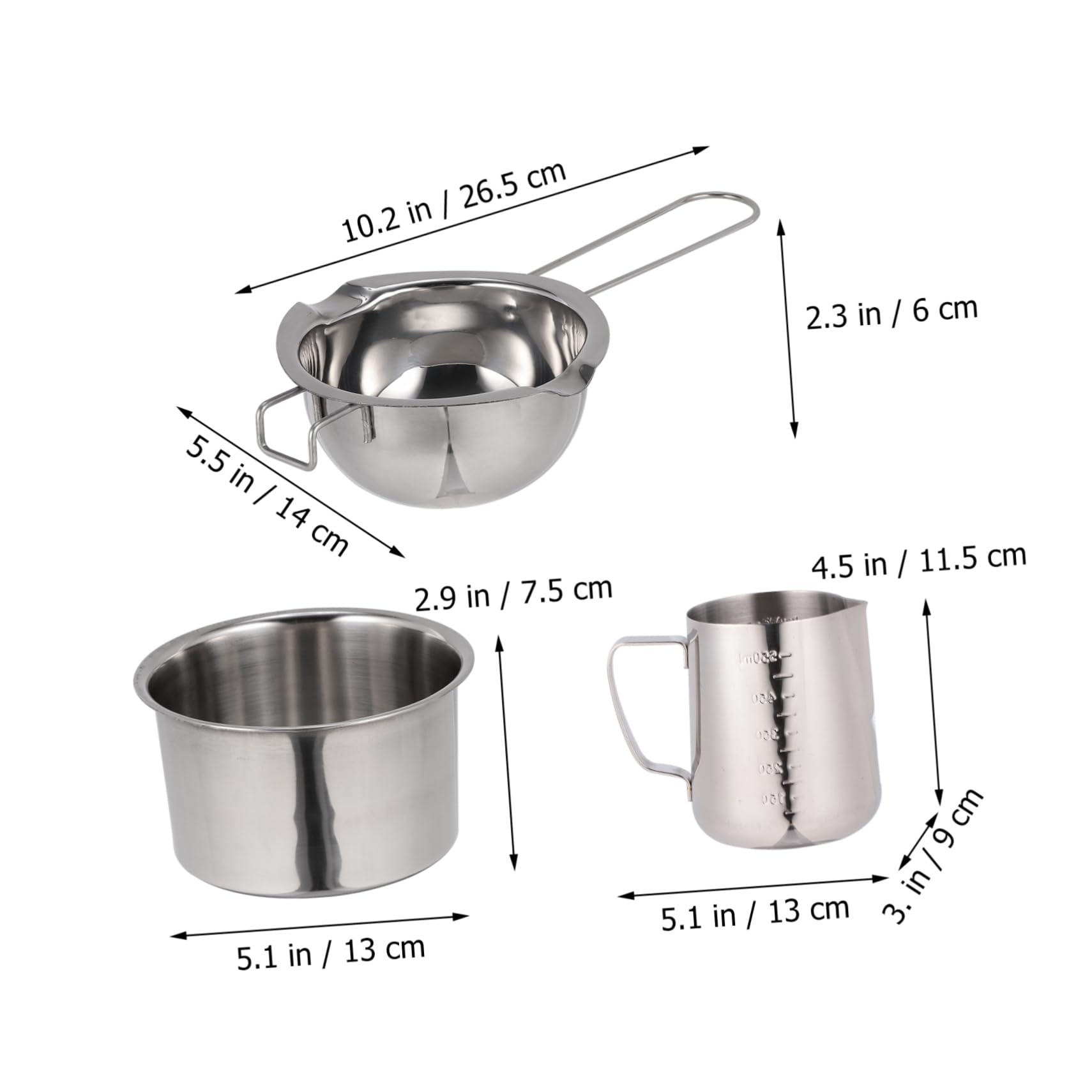 KOCKSHION 1set Stainless Steel Melting Pot Capacity Ergonomic Handle for Melting Butter Cheese for Baking Cooking and Picnics