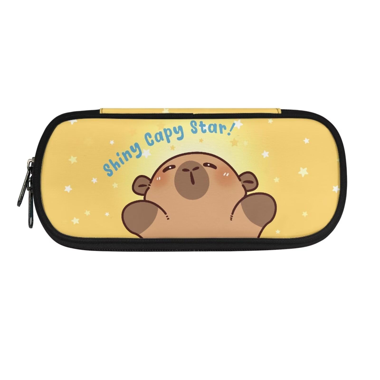 HUGS IDEA Starry Peek Capybara Pencil Case Big Pen Case Durable Zipper Penicl Case with Multi Compartments Kid Boys Girls School Supplies Stationery Organizer Pouch Bag