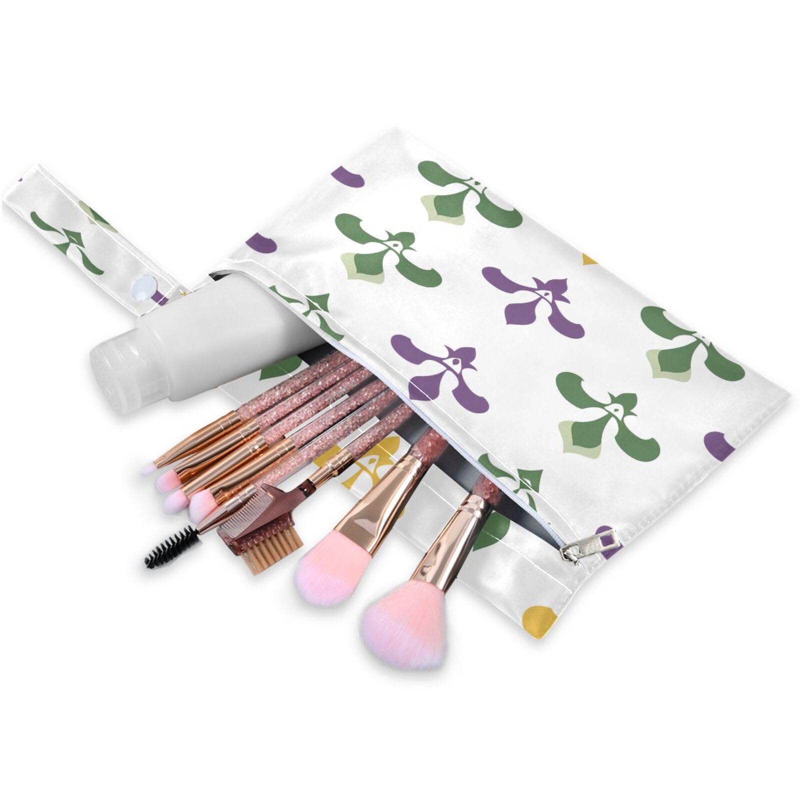 BOESI 2 Piece Wet and Dry Storage Bag, Travel Wet and Dry Bag, Waterproof Reusable, For Travel, Beach, Pool, Diapers, Toiletries, Graffiti Mardi Gras Logo Pattern