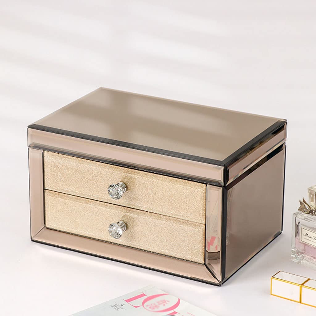 Schmucketui Schmuckschatulle Schmuckdisplay Aufbewahrung Schmuckschatulle 2-lagiger Schmuck-Organizer mit Schubladen, Elegante große Schmuckschatullen für Frauen und Mädchen als Geschenk,