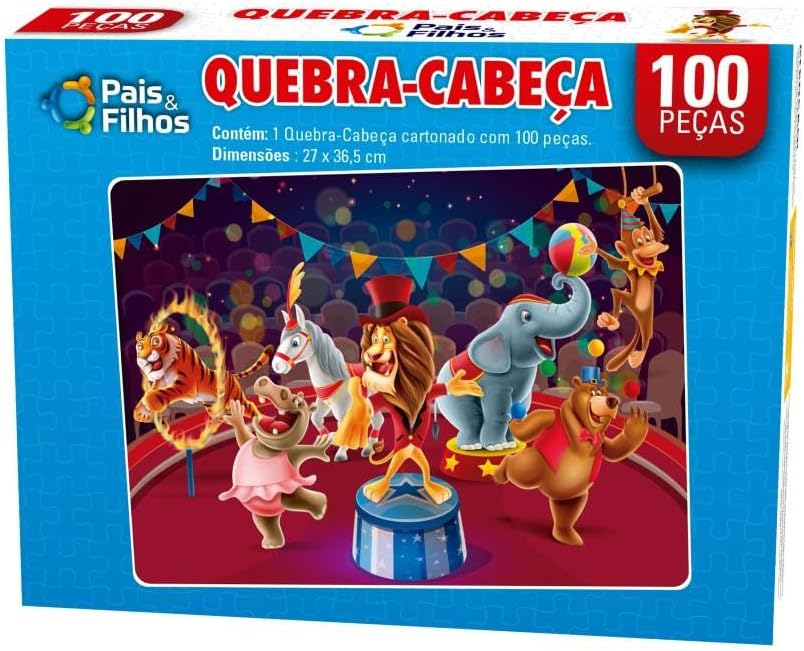 Quebra-Cabeça Cartonado o Circo 100 Peças Pais e Filhos
