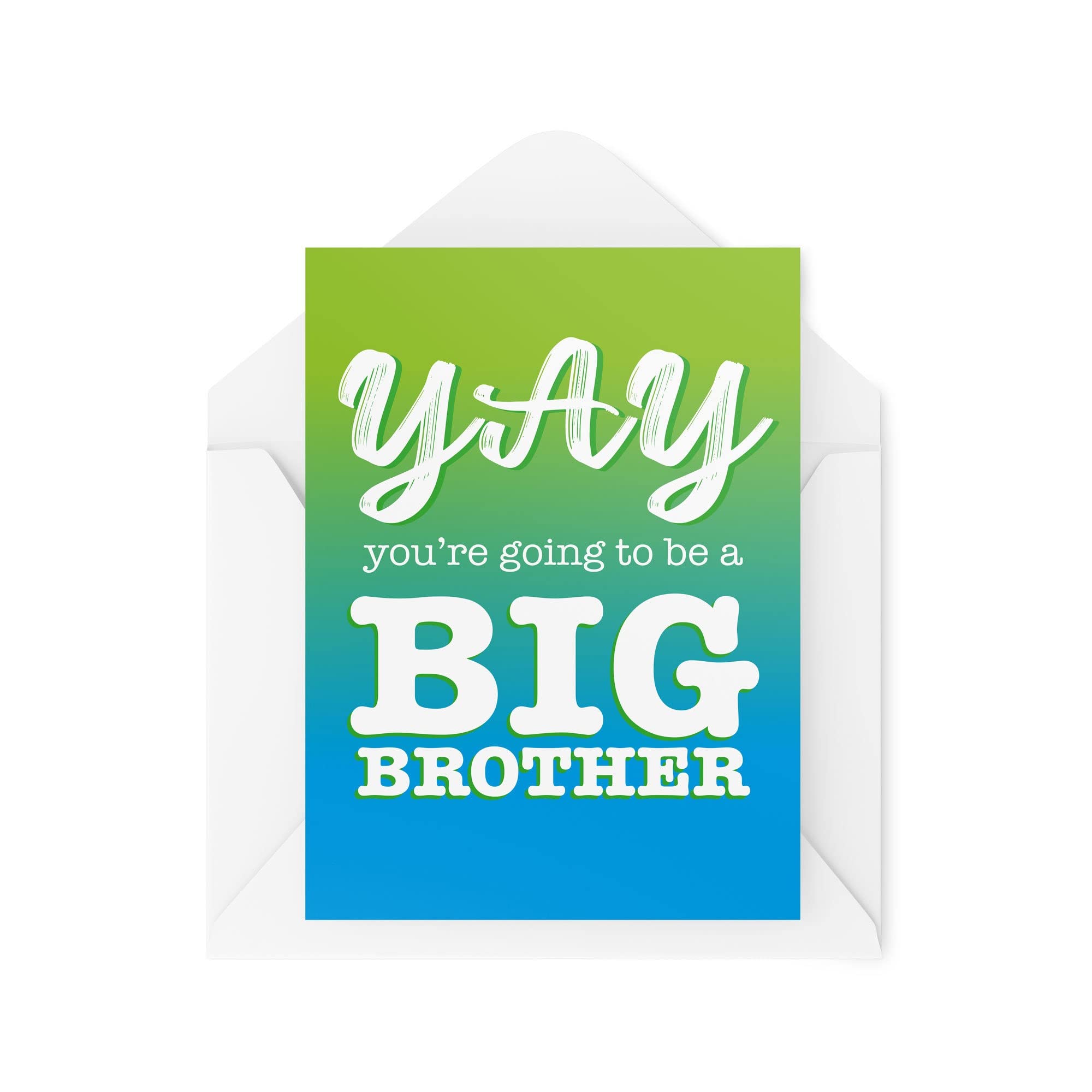 Tongue in Peach New Born Baby Cards Expecting Yay You're Going to Be A Big Brother Card Friend Cute Greeting Laughter Banter Joke Fun CBH103 White, A5, TIP_Card_CBH103