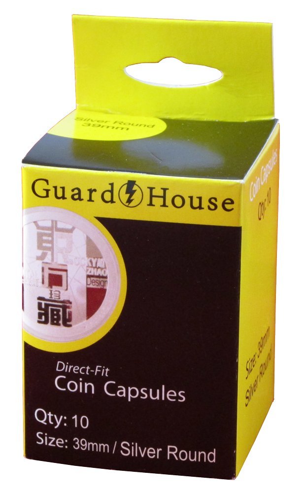 Guardhouse 39mm Direct Fit Coin Capsule for One Ounce Silver and Copper Round, and Other Similar Sized Coins Pack of 10