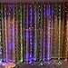 304 LED Window Curtain String Light, 9.8ft x 9.8ft, 8 Modes Setting Wedding Christmas Girls Bedroom Outdoor Indoor Wall Decoration Party Home Garden (Colorful)