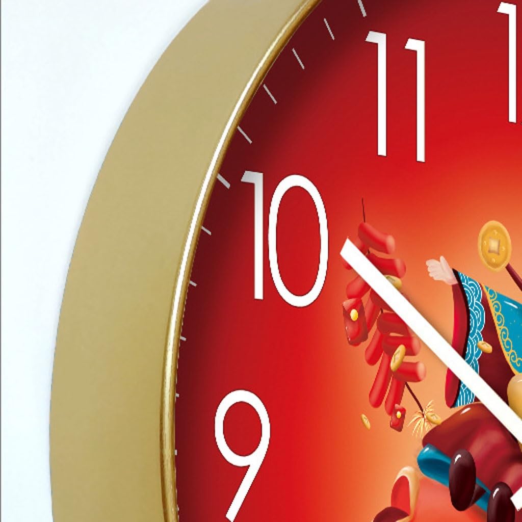 Orologio da parete Orologio da parete in stile cinese Orologio da soggiorno Orologio da casa festivo Dio della ricchezza Orologio da parete Orologio al quarzo silenzioso Reloj De Pared(A)