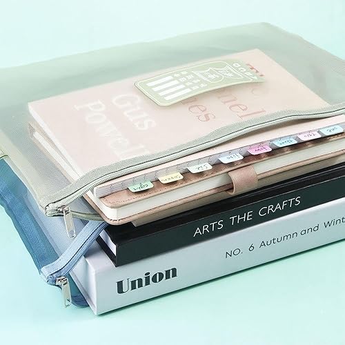 Miniatura 10 de Leadigol Bolsa de malla con cremallera, 5 carpetas de archivos de malla de nailon con asa, organizador de documentos A4, bolsas de almacenamiento