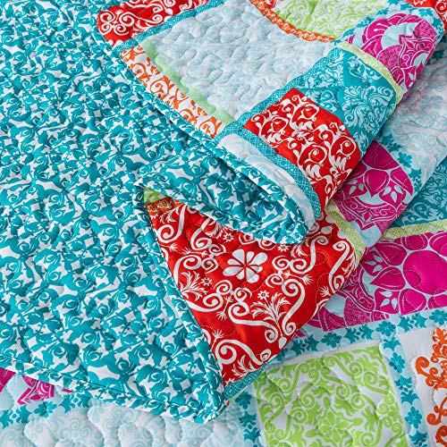 SLPR Carnival of Colors 2-Piece Bedding Quilt Set - Twin with 1 Sham | Summer Bright Boho Quilted Bedspread - Thumbnail 6