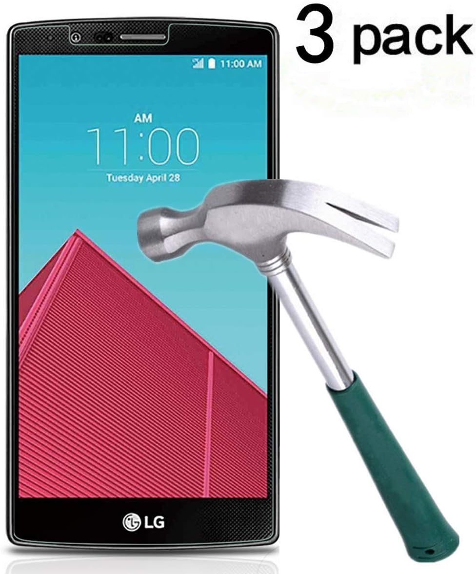 TANTEK [3-Pack Screen Protector for LG G4,Tempered Glass Film,Ultra Clear,Anti Scratch,Bubble Free,Case Friendly