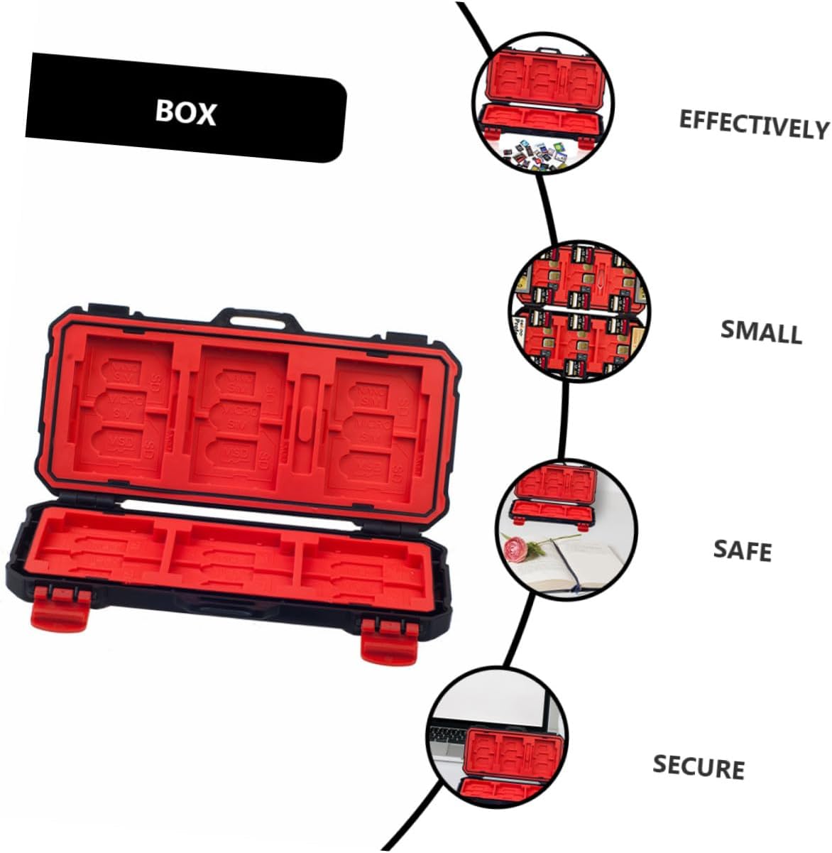 Memory Card Protective Case Holder Shock Proof ABS Red