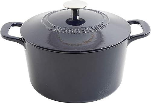 Miniatura 3 de Hornos holandeses esmaltados de hierro fundido de 4 cuartos y 7 cuartos de galón, color azul marino, hierro fundido, 4 cuartos de galón y 7 cuartos