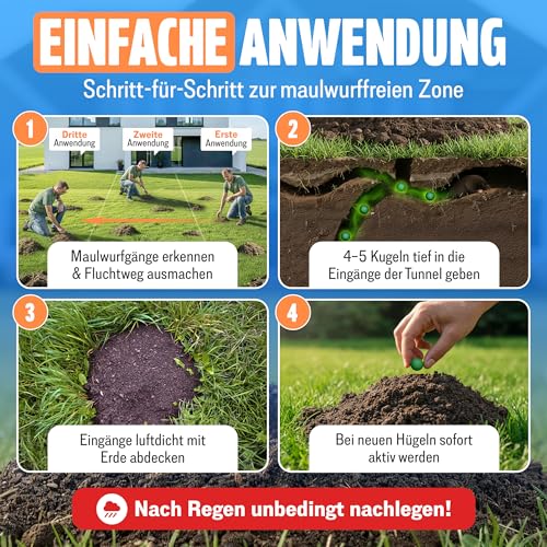 FUTUM Maulwurfskugeln – 100 Maulwurf Kugeln – Effektiver Maulwurf Vertreiber – Wirksames Mittel gegen Maulwürfe im Garten – Maulwürfe endgültig vertreiben – Maulwurfskugeln mit Langzeitwirkung