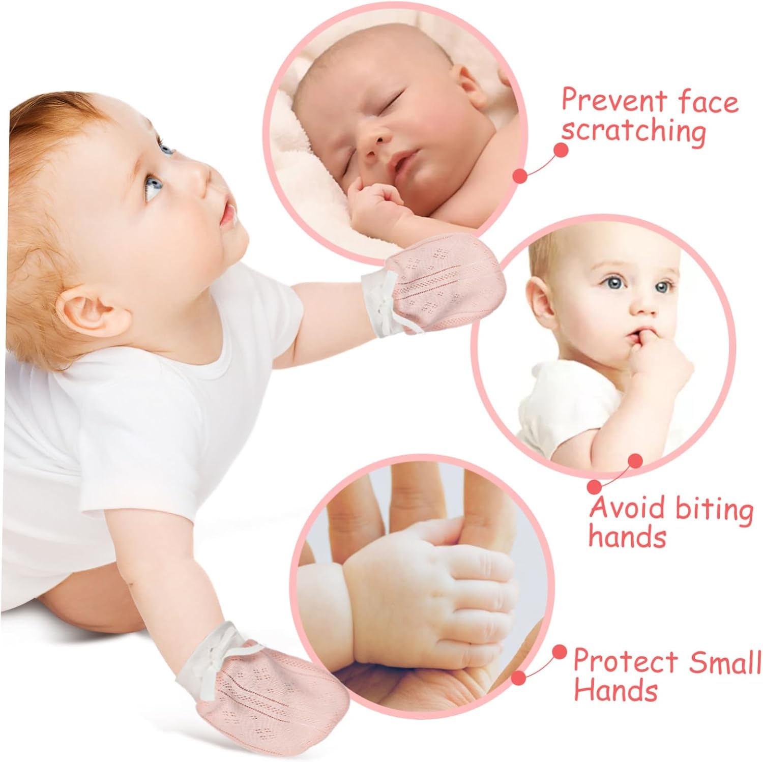 2pairs Cotton Newborn Mittens Soft Gloves to Prevent Scratching for Months Breathable and Elastic Design for Comfort and Durability