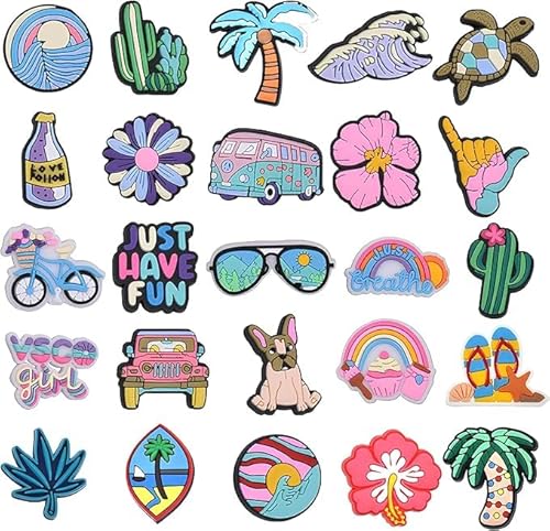 25Pcs Shoe Charms for Clog Shoe,Cute Clog Charms Summer Beach Sandal Shoes Accessories Decoration