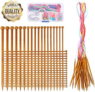 Knitting Needles Set- RELIAN 36 Pcs 18 Sizes Single Pointed Bamboo Knitting Needles