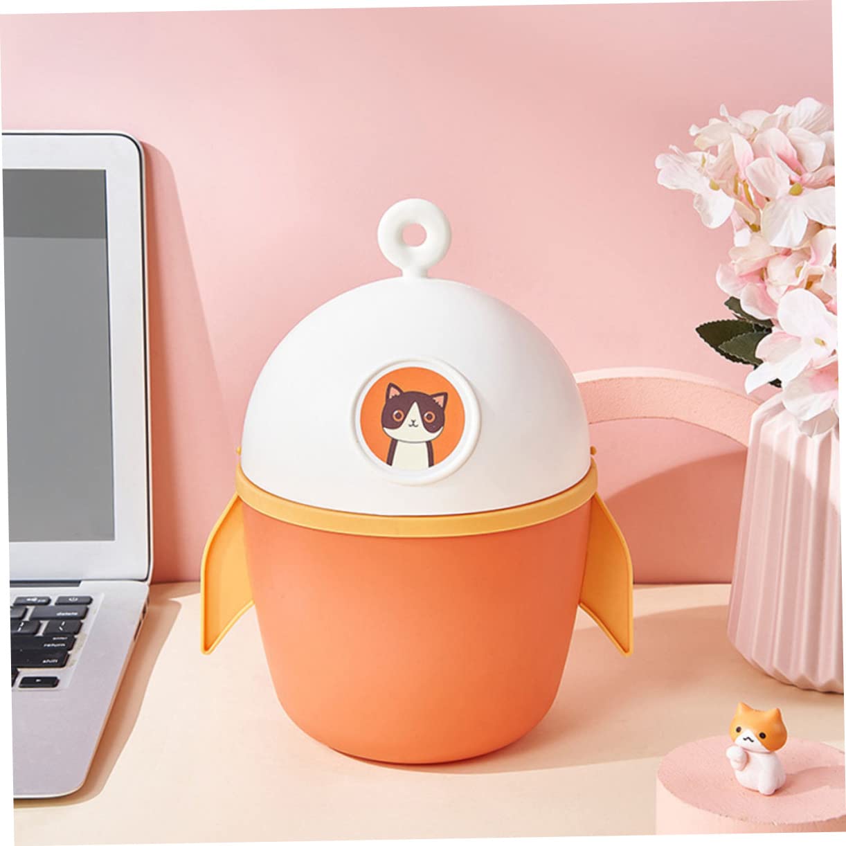 GLEAVI Cartoon Mini Trash Can Small Tabletop Waste Bin Lid Colorful Plastic Garbage Container for Home Office and Boys and Girls Rooms