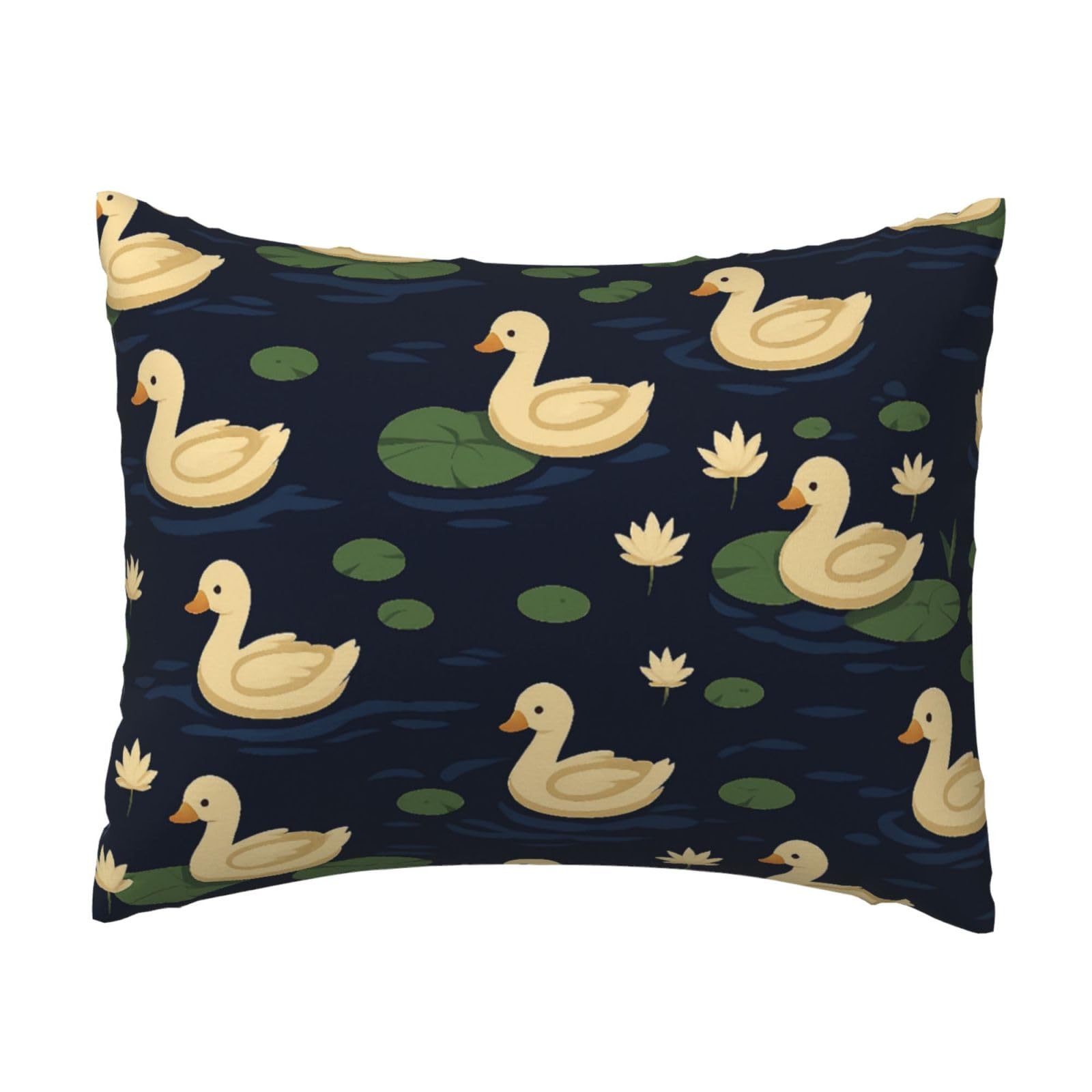 Cute Cartoon Duck and Lotus Pillowcase Soft Plush with Zipper Decorative Pillowcovers 16x20 in