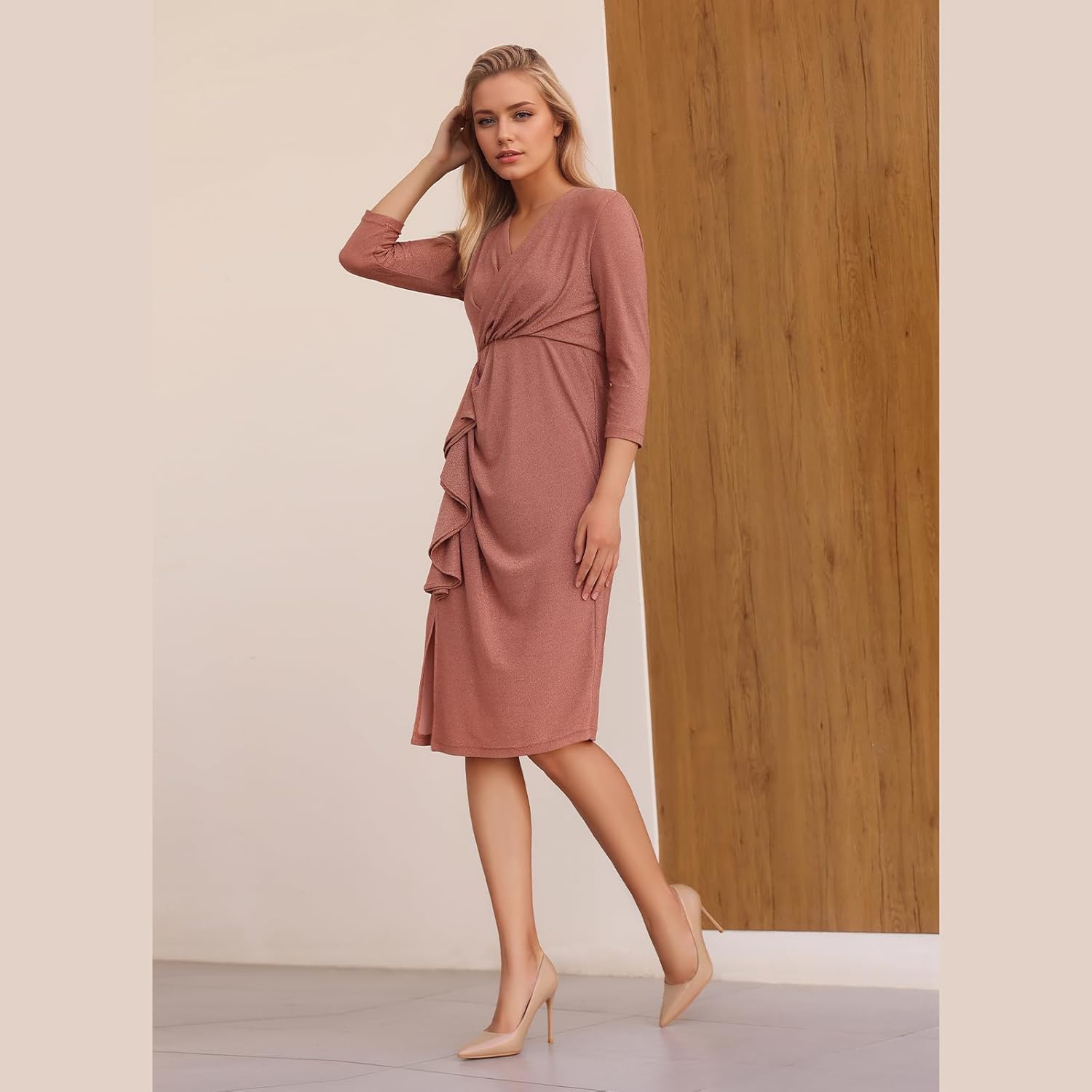 COLETER Women's 4 Inch Pumps Pointy Toe Wedding Dress Shoes Slip on Stiletto Pumps - Image 2