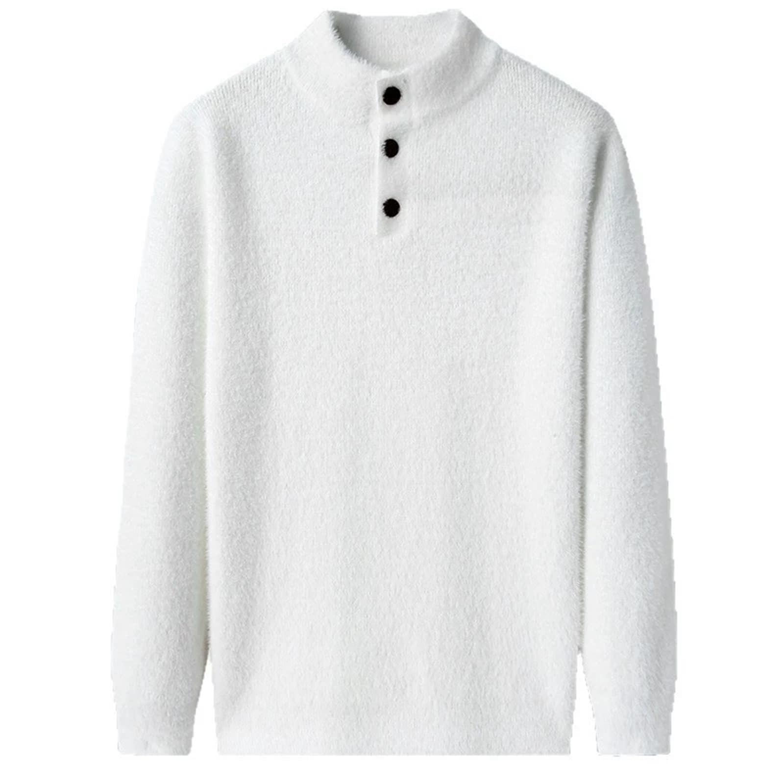 Jersey Henley para hombre, con botones, de manga larga, de invierno, de trabajo, para hombre, monocolor, básico, ajuste regular, prendas de punto