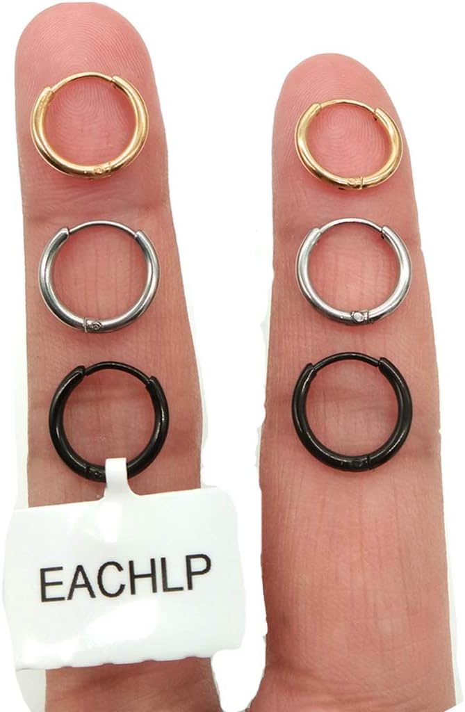 Unisex 18K Real Gold Plating Surgical Steel Sleeper Tiny Hoop Earrings,Nose Ring Septum Ring Helix Ring Daith Ring Lip Ring Nipple Ring Snug Ring Rook Ring Body Piercing Jewelry