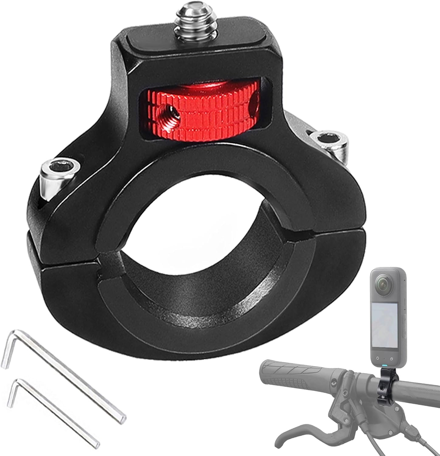 SHOPEE Aluminum Bike/Motorcycle Handlebar Mount for GoPro, Insta360, DJI Osmo and Fill Light, 360 Degrees Rotary Motorcycle Camera Mount Side Reinforcement Anti-Reverse-picture-28