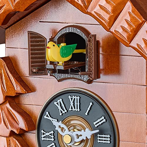 Reloj de cuco de madera de cerezo elegante con péndulo oscilante 8