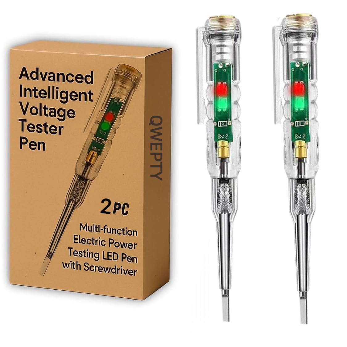 2pc Advanced Intelligent Chip High-Brightness Intelligent Voltage Tester Pen Multi-function LED Test Pen with Screwdriver for Electric Power Testing Voltage Tester Detector [Safety Highlighter Pen]