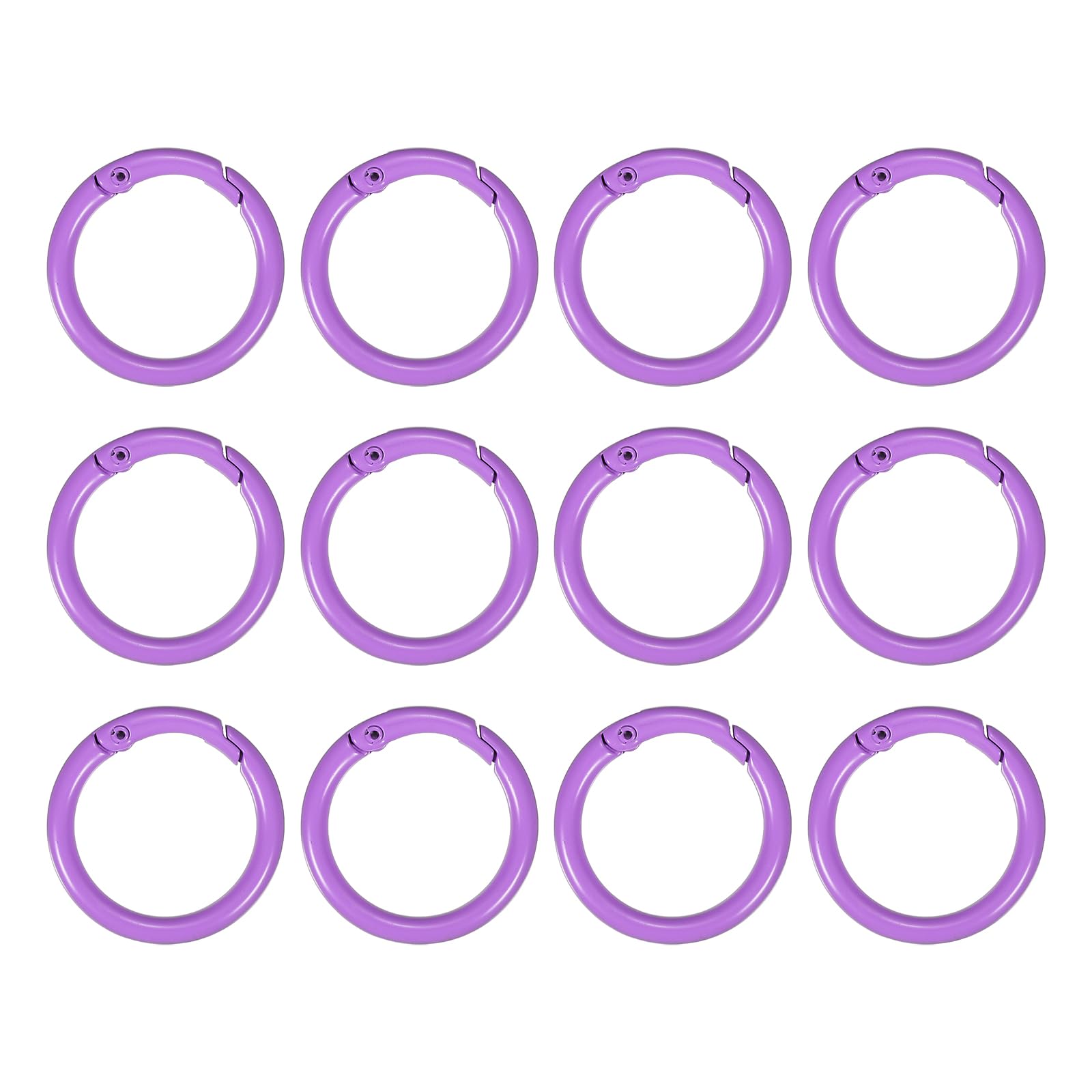 PATIKIL 20mm Metal Spring O Rings, 12 Pcs Snap Clip Round Trigger Keyrings Buckle Zinc Alloy Small Clamp Clasp for Purse Handbag Purple
