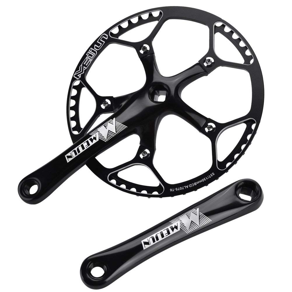 Alomejor Fahrrad Kurbel Set Fahrrad Kurbelgarnitur Aluminiumlegierung Kurbel Set Integral Single Speed ??Kurbel Set f¨¹r Outdoor Mountainbike Radfahren(Schwatz)