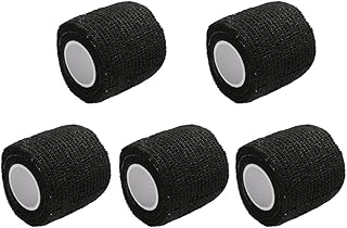 ESUPPORT 2 Inches X 5 Yards Self Adherent Cohesive Wrap Bandages Strong Elastic First Aid Tape for Wrist Ankle Black Pack of 5