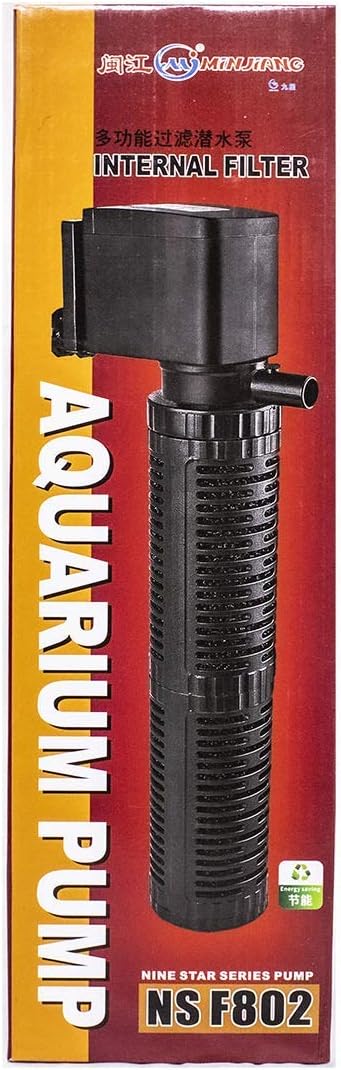 Jainsons Pet Products Minjiang MJ Aquarium Internal Filter Nine Star Series Pump Power:25W, Height Max:1.8m, Flow Max:1500L/H (NS F802)