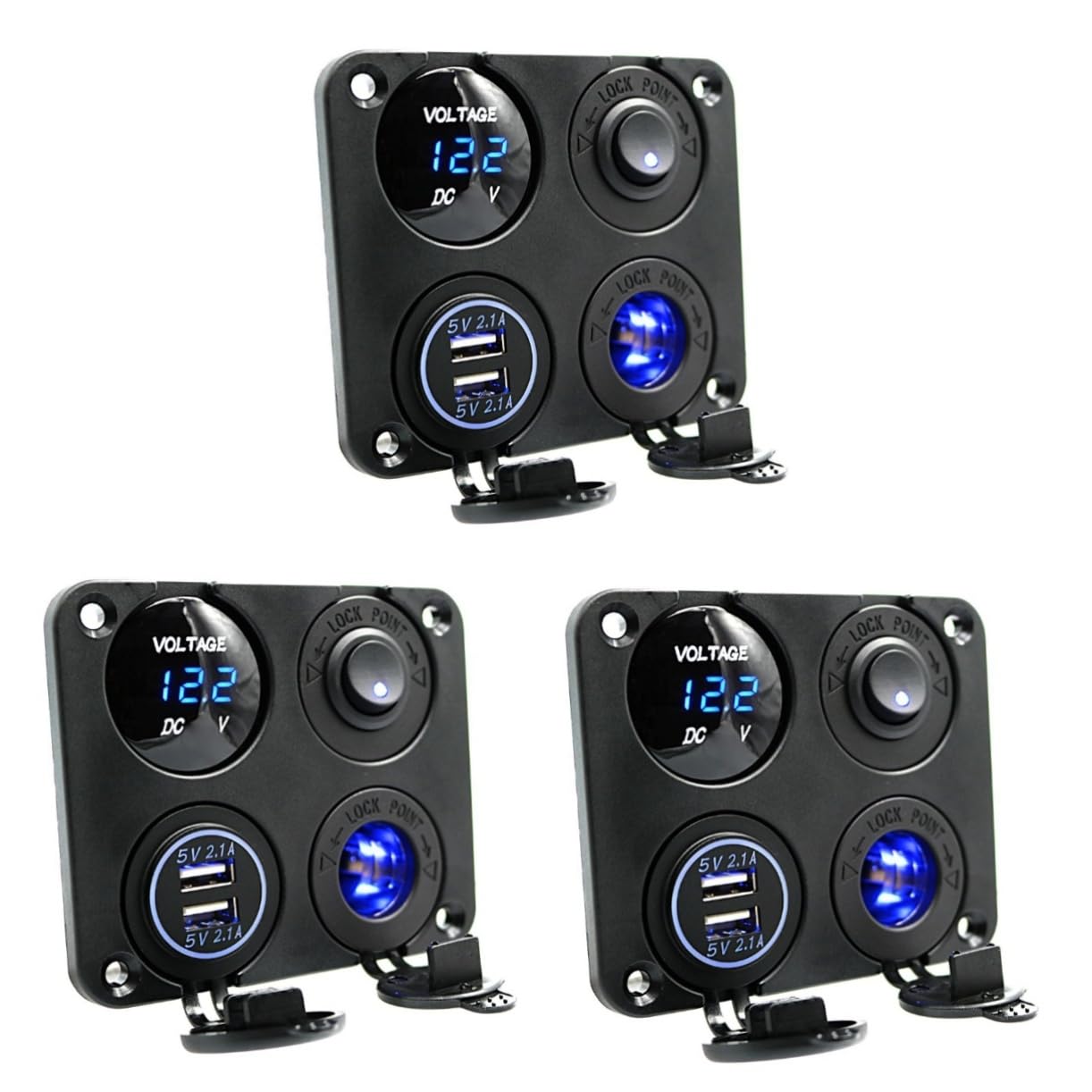 Gatuida Voltmetro USB 3 Pezzi 4 1 Presa Auto Accendisigari Auto Interruttore Dell'auto Presa Di Ricarica Usb Presa Per Caricabatteria Da Auto Caricabatterie Voltmetro