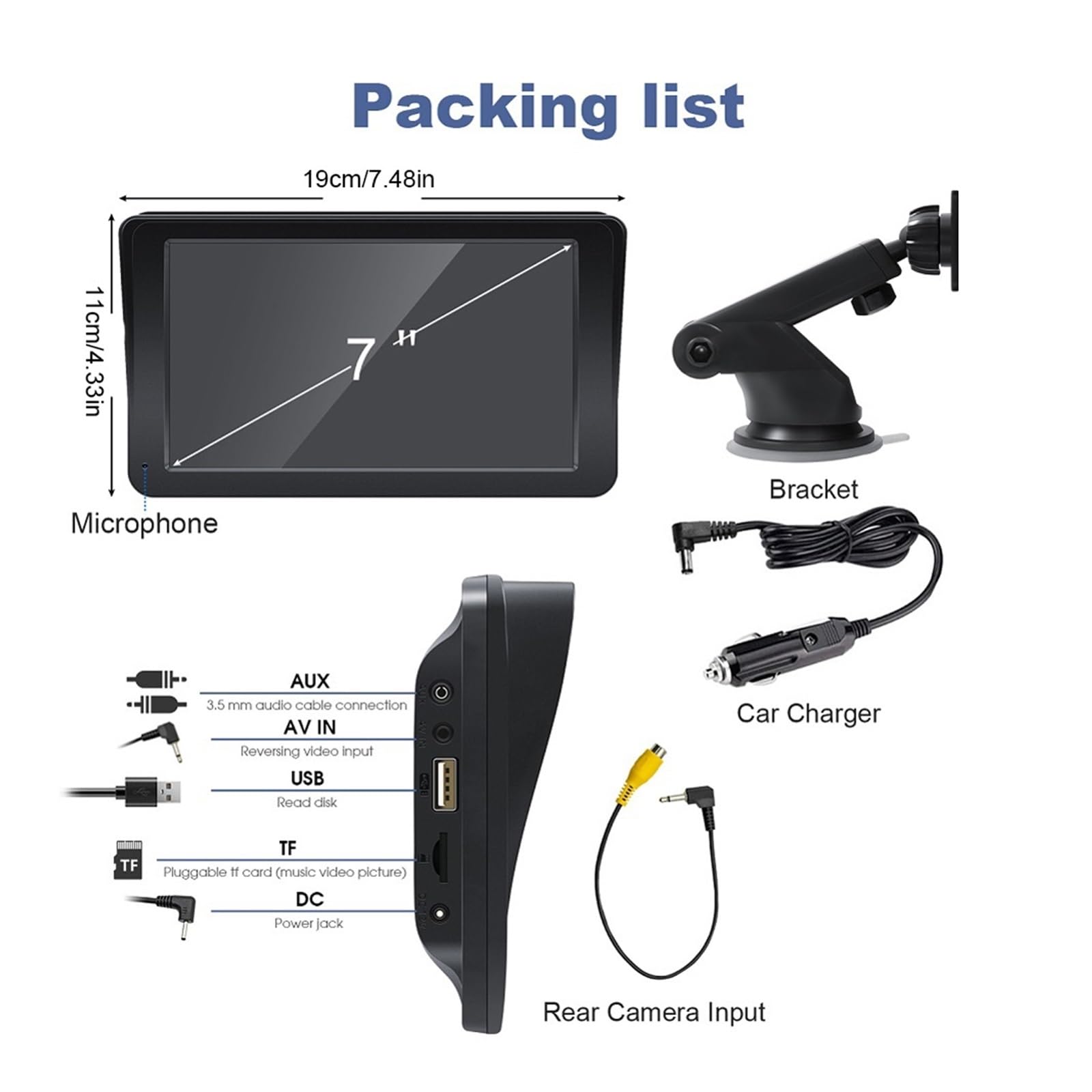 HD Autoradio Multimedialny odtwarzacz Bluetooth Nawigacja GPS Lokalizator łAtwa Instalacja