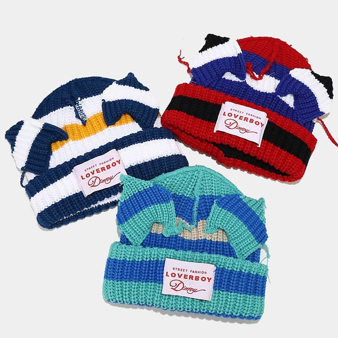 Cat Ear Beanie Cat Ear Hat Y2k Hat for Women Men Unisex Knit Beanies Soft Slouchy Warm Crochet Cap