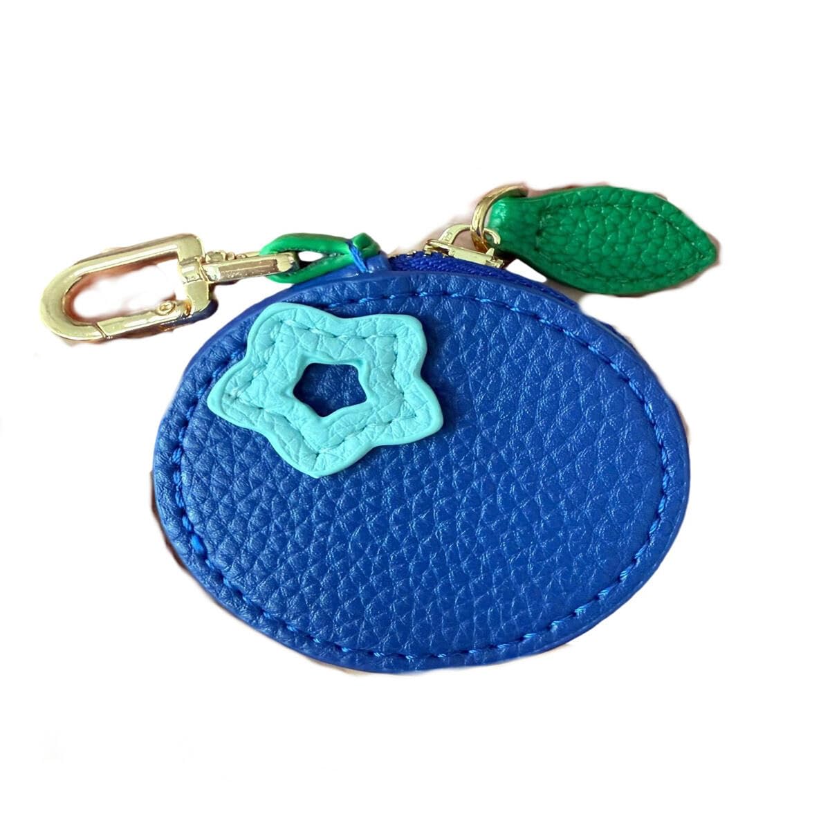 Cute Lemon Strawberry and Apple Fruit Charm Cute Keychain Mini Pouch Wallet Gift for Girl Women Kids Birthday Gifts, Blueberry, Big