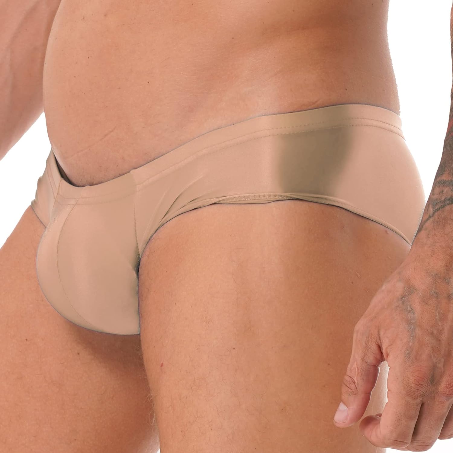 Men's Glossy Shiny Low Rise Comfort Bikini Solid Briefs Underwear Swimwear