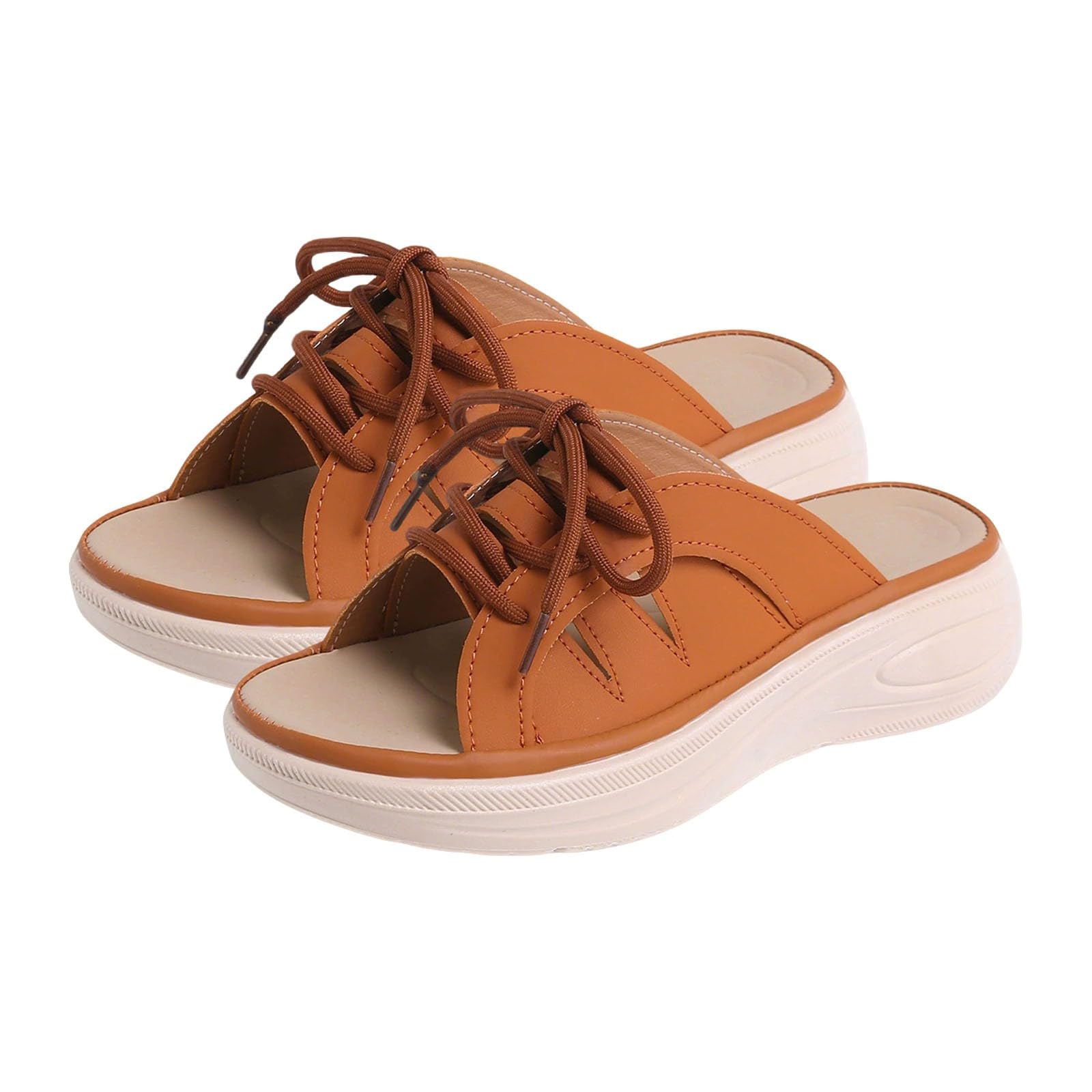 Sandalias deportivas de plataforma estables con cordones regulables para caminar 7