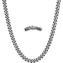 Ahiller Men Miami Cuban Link Chain,Stainless Steel Hip Hop Necklace | 18-26 Inch Length Options,Hypoallergenic Colorfast Metal,Sturdy Push-Lock Clasp,Premium Jewelry Gift for Him