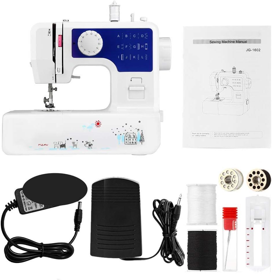 AODD Sewing Machine, Household Portable Electric Sewing Machine Portable Mini with 12 Different Stitches, Fabric Sewing, DIY, Easy Operation, Durable, for Fabric, Clothing, Home Travel (Blue)