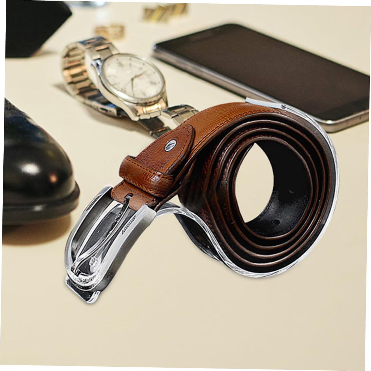 Happyyami 6Pcs Clear Acrylic Belt Display Rack Transparent Belt Organizer for and Access Spaces and Smooth Surface for Reliable Use