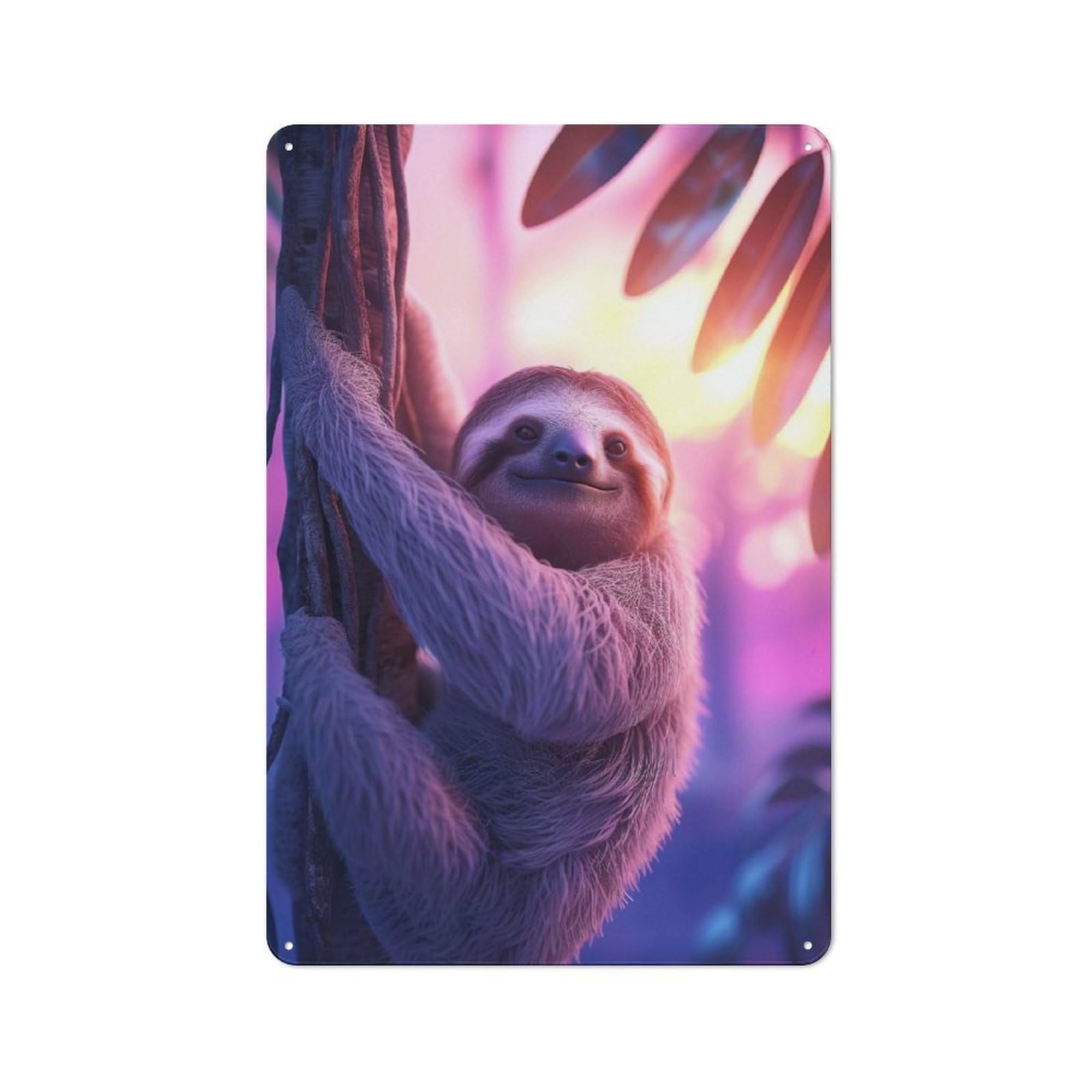 Junmoney Sloth Aesthetic Sunset Rustic Metal Wall Sign 30X20cm Featuring For Pub Or Café, For Vintage Wall Decor Fans, For Metal Sign Collectors