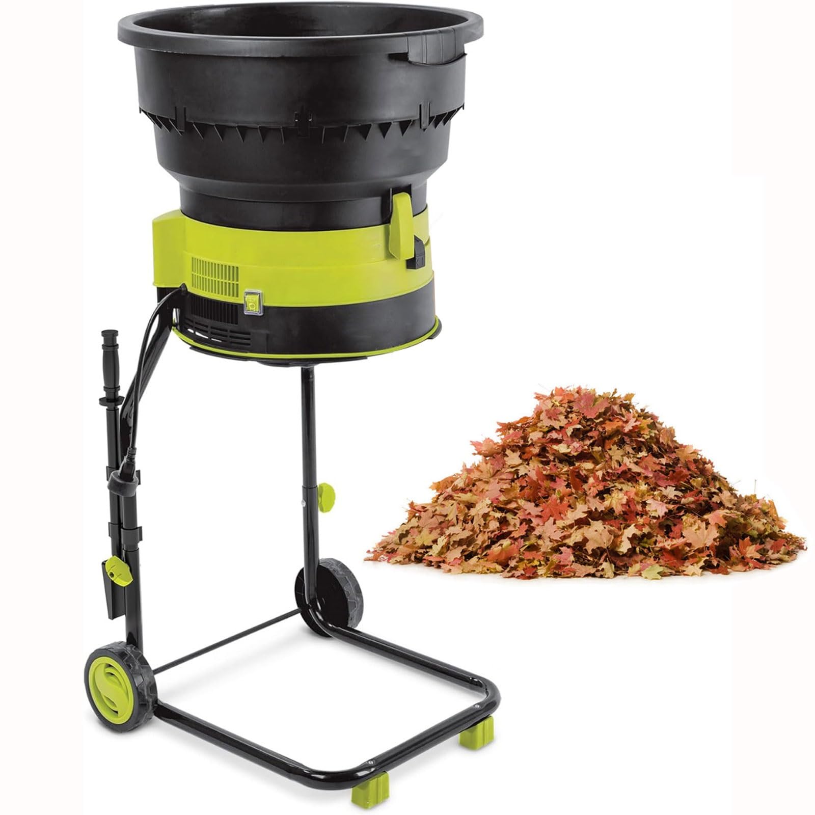 QYOEGSQ Electric Leaf Mulcher Compost Shredder,2500W Garden Leaf Crusher with Wheels and Storage Bag,8000rpm Electric Chipper,for Yard Cleanup, Composting