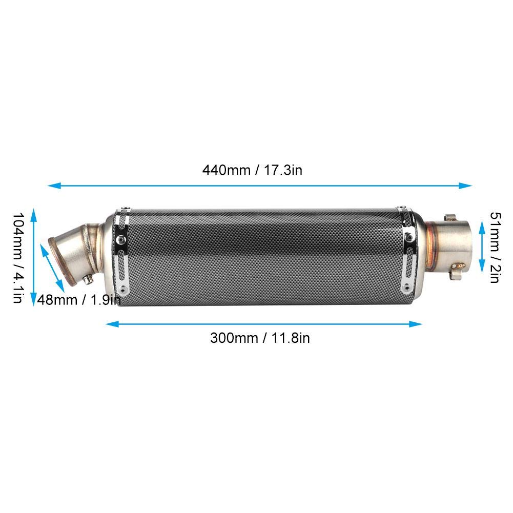 Tubo de escape, 51mm/2in Universal Moto Scooter Tubo de escape Textura de fibra de carbono apto para R3 R6 R15