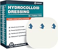 CEEPORT 20 Pack 2x2 Ultra Thin Hydrocolloid Wound Dressings - Waterproof Self-Adhesive Patches for Bed Sores, Burns, Blisters, Acne