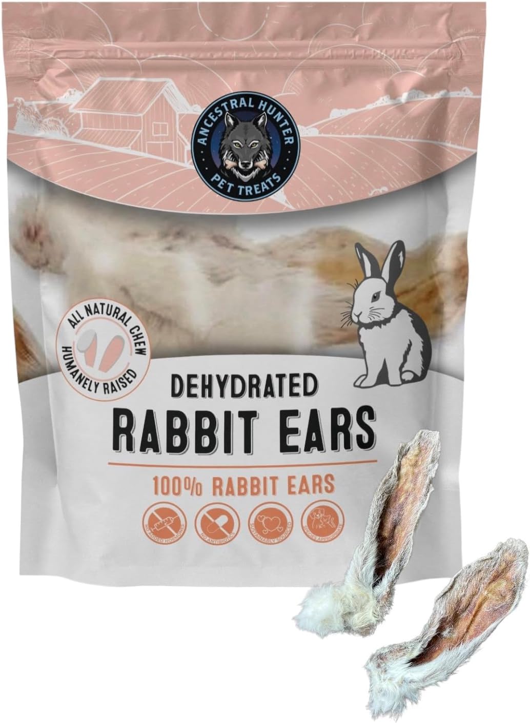 Ancestral Hunter Dehydrated Rabbit Ears for Dogs & Cats