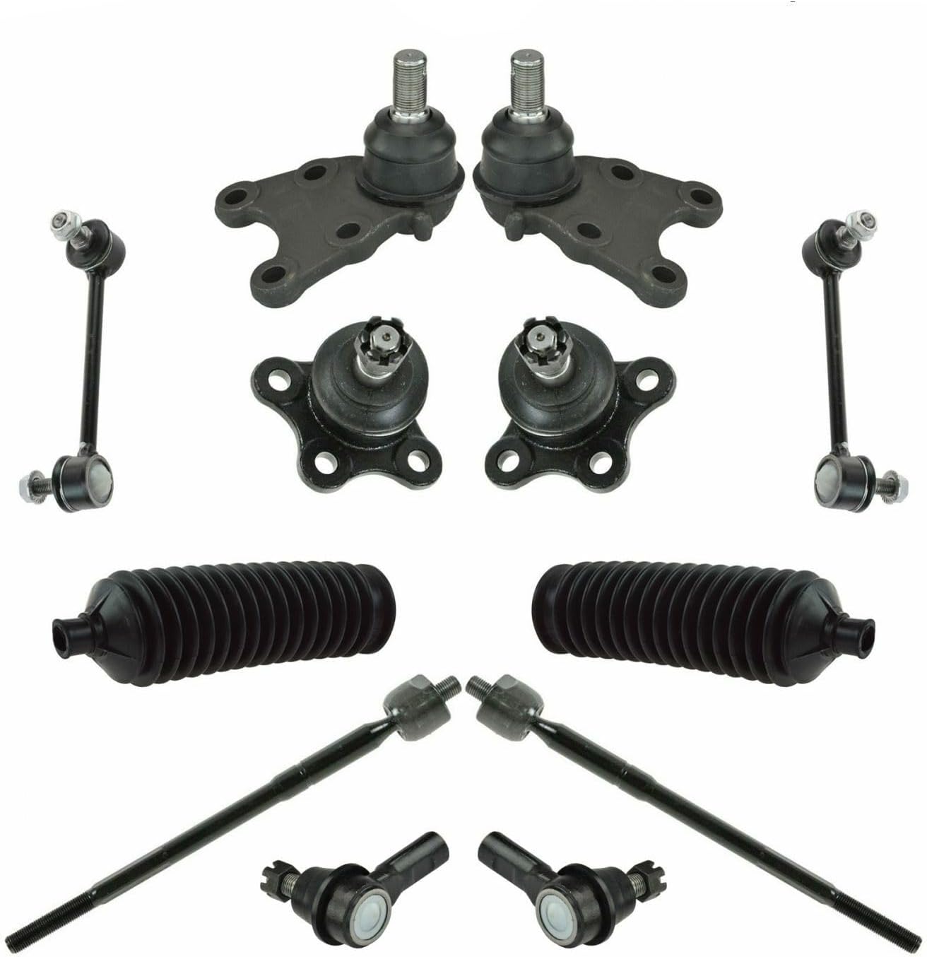 MANCHE 4pcs Front Inner Outer Tie Rods 2pcs Front Steering Rack Pinion Bellows 2pcs Front Sway Bar Linkages 4pcs Front Upper Lower Ball Joints Suspension Kit LH Side for Isuzu,for Honda