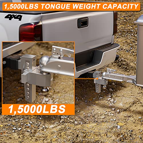 Vnn Adjustable Trailer Hitch, Tri-Ball (1-7/8", 2", 2-5/16"), Fits 2-Inch Receiver, 8 Inch Cushion Drop Hitch,15000 Lbs Gtw-Drop Hitch For Heavy Duty Truck, Solid Ball Mount #TOP6