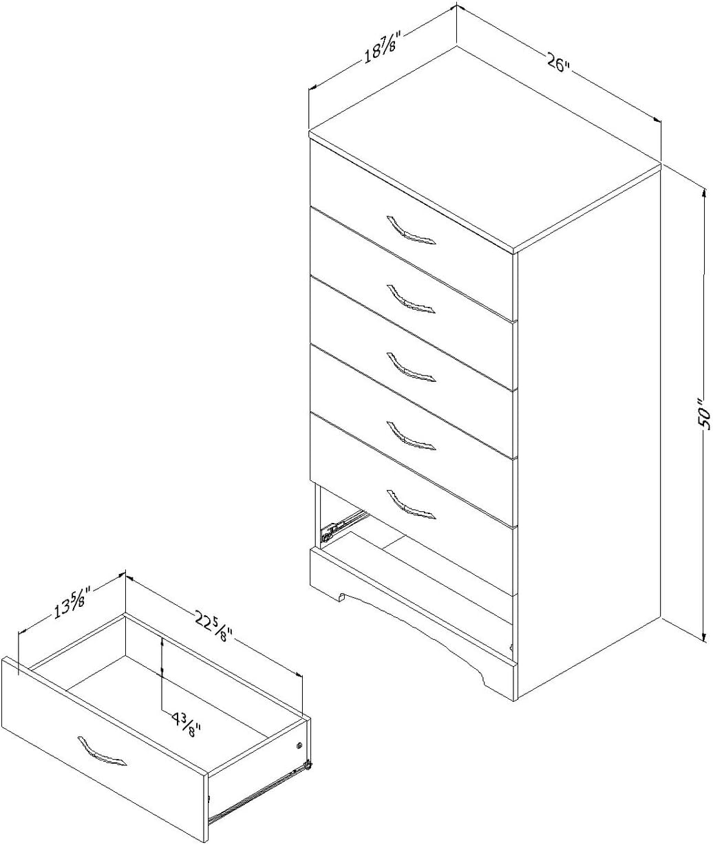 Pure White Soft-Close 6-Drawer Lingerie Chest with Curved Kick Plate